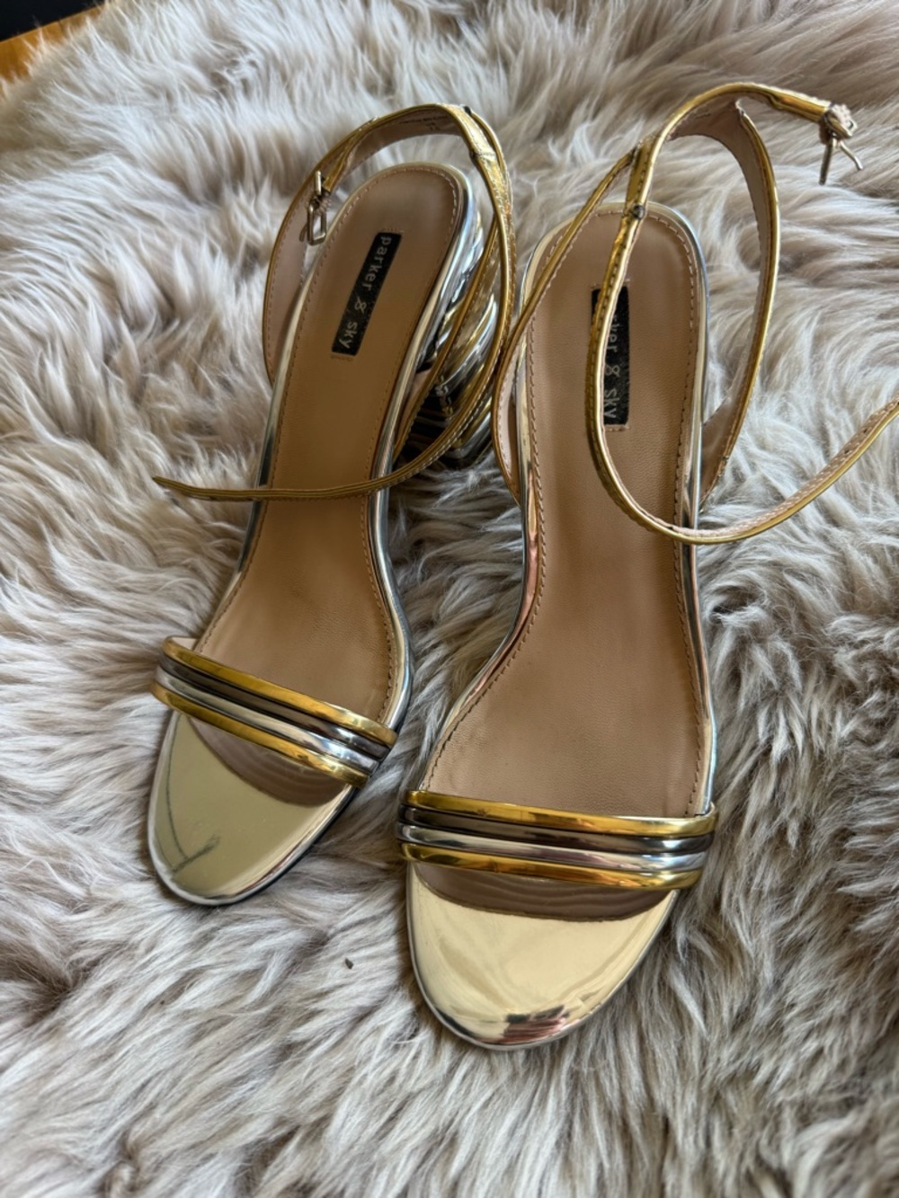 Bare Traps Gold Metallic Slingback Heels